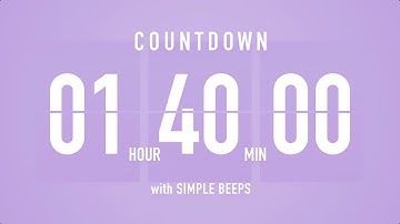 1 Hour 40 Minute Countdown Timer ⏳ Flip Clock with Bell Alerts 💜🔔