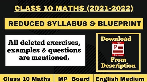 10th Maths Reduced Syllabus & Blueprint | English Translation | MP Board (2021-2022)