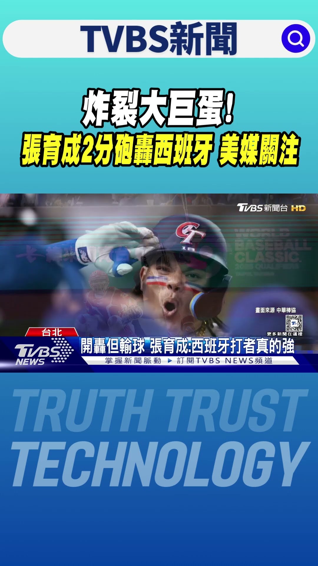 WBC資格賽／炸裂大巨蛋! 張育成2分砲轟西班牙 美媒關注｜TVBS新聞 @TVBSNEWS01