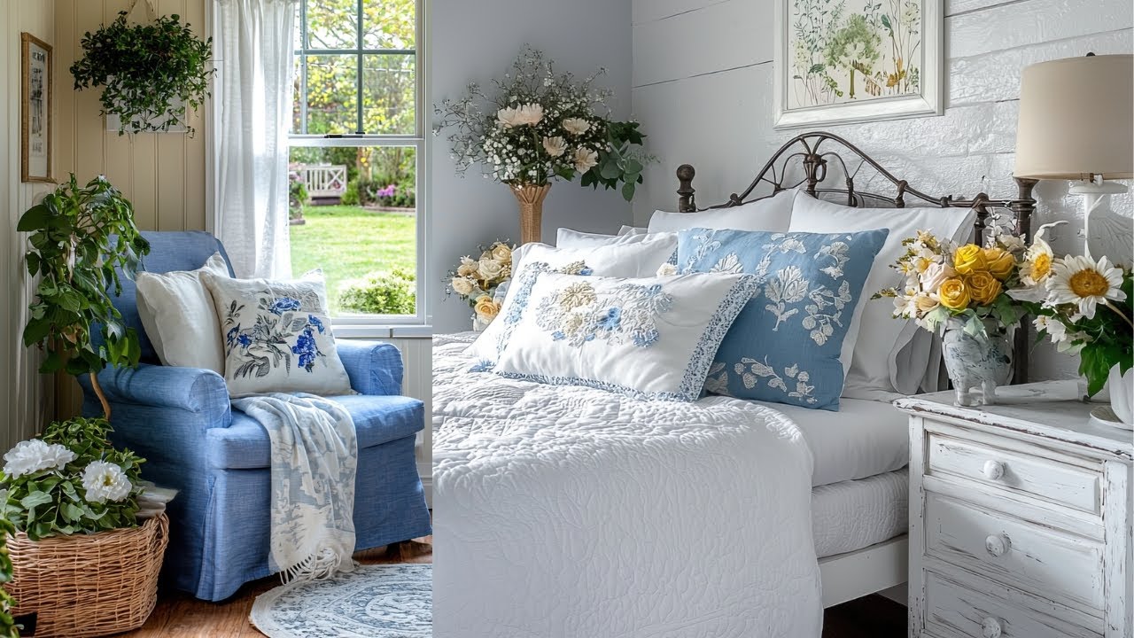 Small Space, But Stunning | A Cozy & Serene Vintage Cottage in Blue & White Perfection