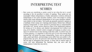 Interpreting Test Scores