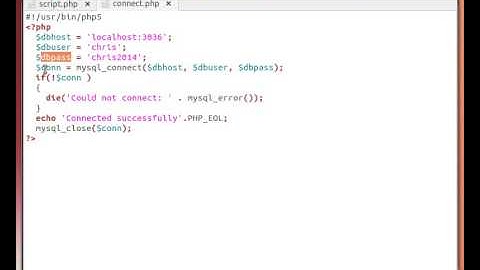 MySQL from a PHP Script 2/8: Connecting to MySQL Server