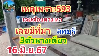 เหตุเพราะ593#เลขต้องตามหา#เลขมีที่มาลพบุรี#3ตัวหางเดียว#16.มิ.ย.67