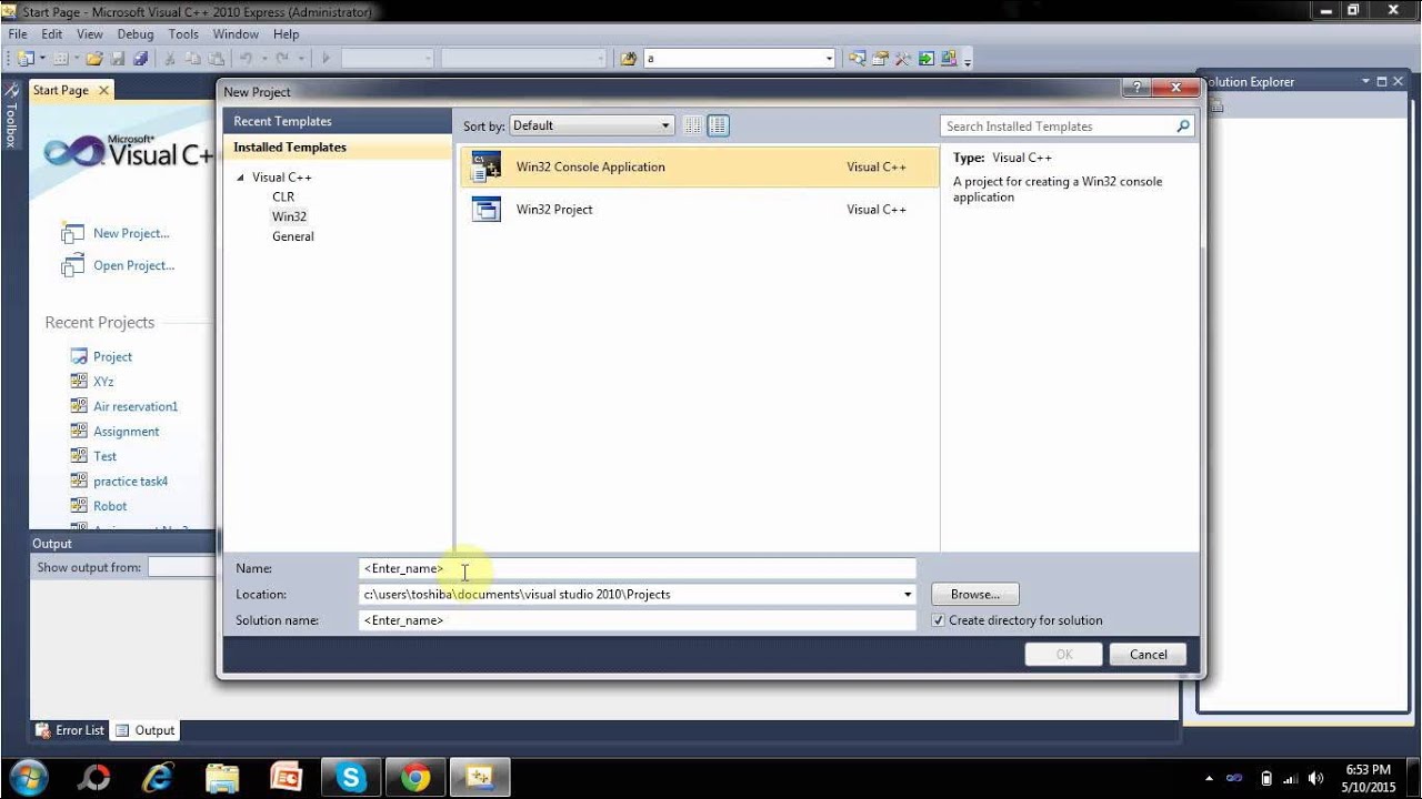 How to make new project in Microsoft visual c++ - YouTube