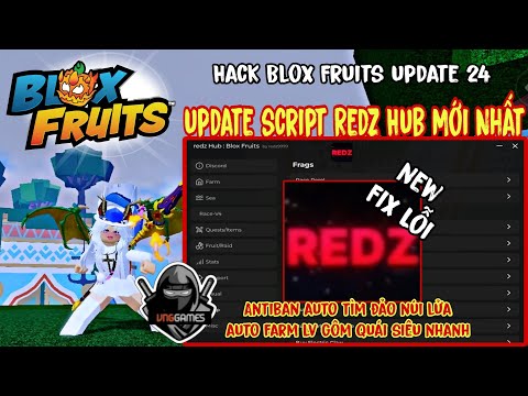 Script Redz Hub Hack Blox Fruits Update: Tự động farm Level Gôm Quái và treo farm Đảo Núi Lửa, đảm bảo Antiban