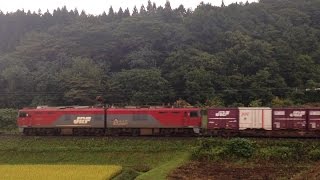 津軽新城駅～鶴ヶ坂駅を通過する、EH500 金太郎(2015/09/13)