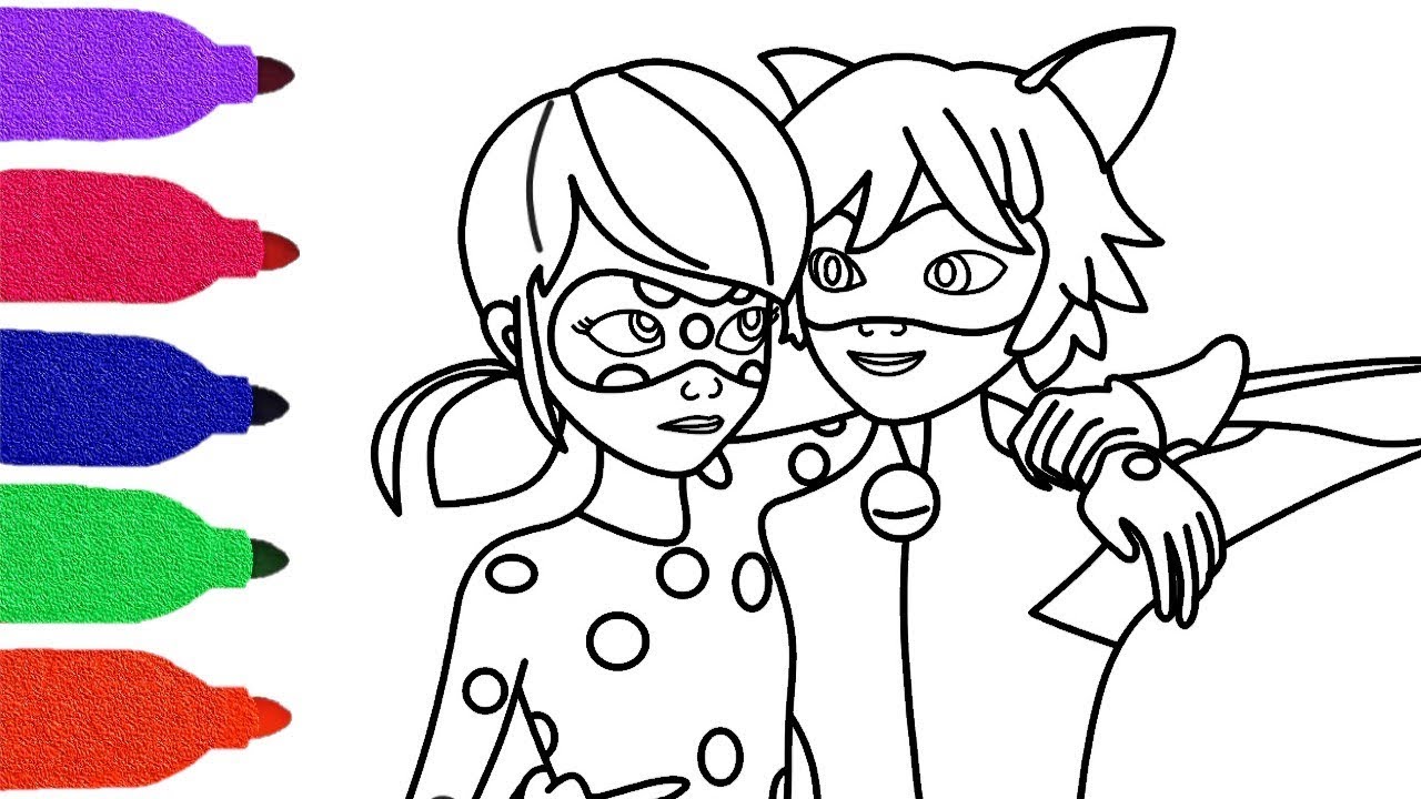 Miraculous Ladybug and Cat Noir Coloring Book for kids 💖💖💖💋💋💋 - YouTube