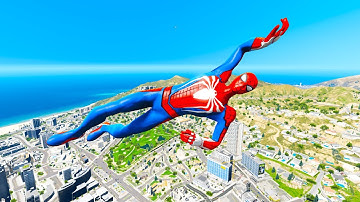 GTA 5 Spiderman Falling off Highest - Funny Moments & GTA 5 Gameplay Fails