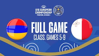 Armenia v Malta | Full Basketball Game | FIBA U16  European Championship 2023