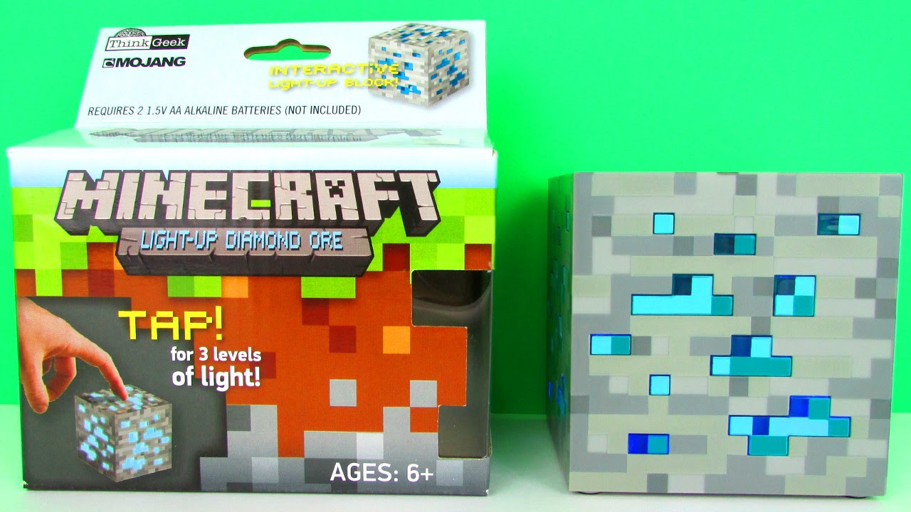 Minecraft Light Up Diamond Ore Interactive Block Toy Review Unboxing Thinkgeek Youtube