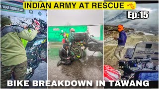 Indian Army ki help leni lagi Bike breakdown 🤯 in Tawang, 🥶 thunderstorm⚡️ ⛈️ RiderGirl Vishakha🇮🇳