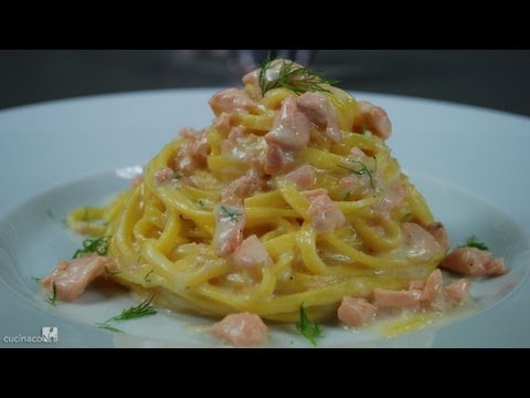 Fresh Salmon Tagliolini - traditional italian recipe