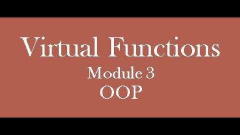 Virtual Functions... #S6 ECE #OOP #KTU