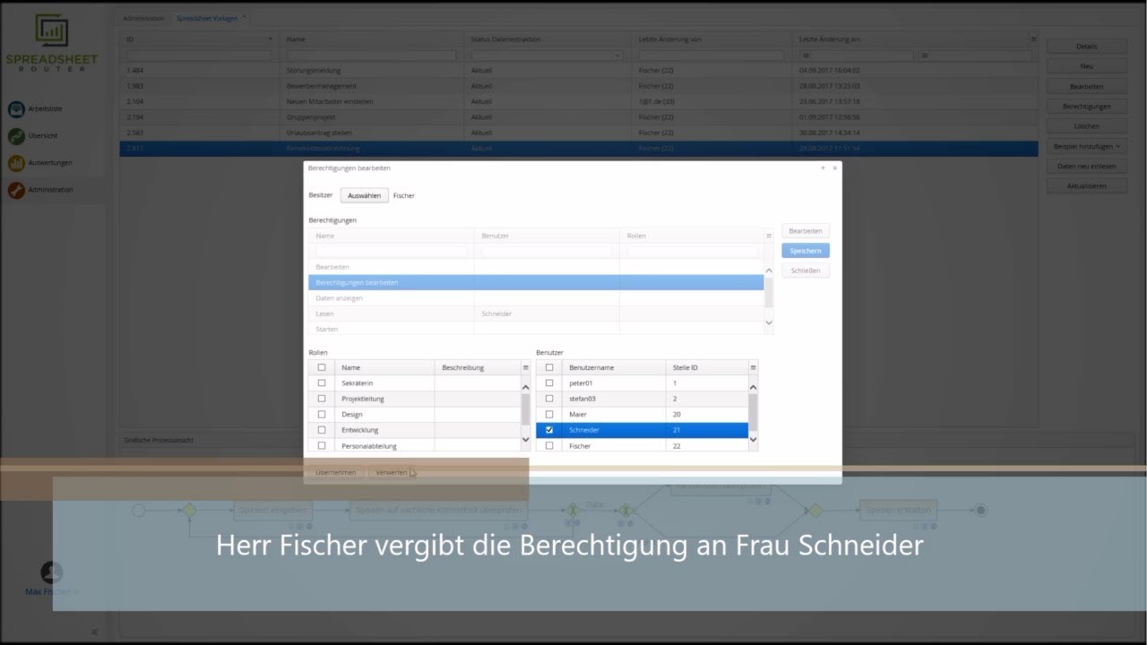 Youtube Video: Spreadsheet Router Tutorial: Berechtigungen bearbeiten von Spreadsheet Vorlagen