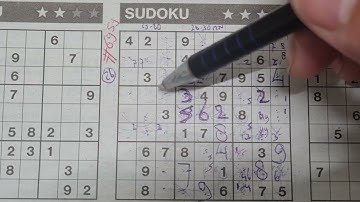 (#6959) Monday. Three Stars Sudoku puzzle. Bonus Extra edition. 08-21-2023 Extra part 1 of 4