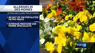 Des Moines ranks in top 10 for most challenging place to live with allergies