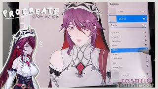 [Ipad ASMR] 🎨 Procreate Draw with me - ROSARIA from Genshin Impact 🥀