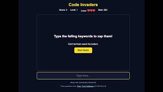 Information Code Invaders Part 2: Make the JavaScript Game Work | Game Loop, Typing & a Real API Update
