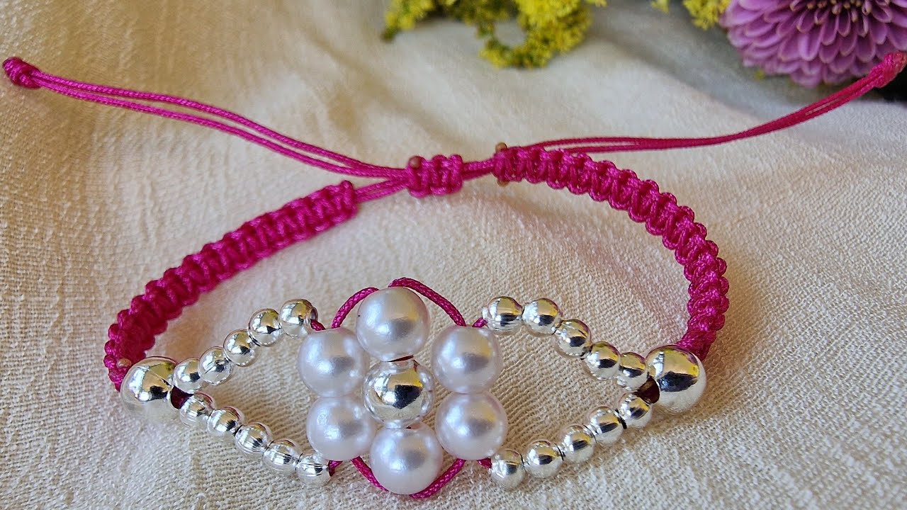 DIY Elegant Pearl & Bead Macrame Bracelet | Easy Step-by-Step Tutorial ...