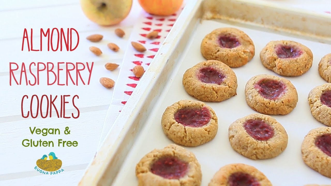 Almond Raspberry Cookies - Vegan and GF recipe +12M | BuonaPappa