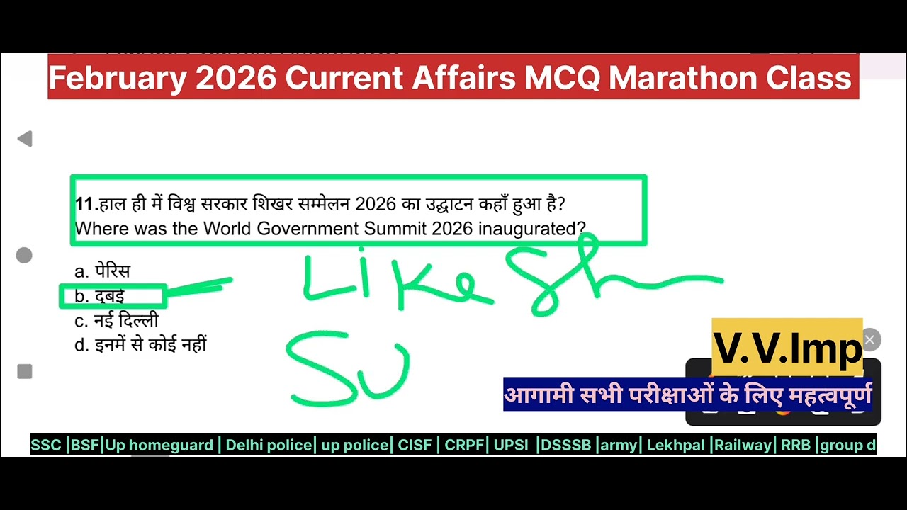February Current Affairs  Marathon 2026 🔥 | सभी प्रतियोगी परीक्षाओं  | Hindi में Complete Revision