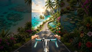 4K Virtual Cycling Tour: Tropical Paradise Beach & Waterfalls (ASMR) 🚲🏝️