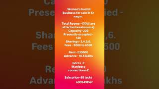 Women&#39;s Hostel Business for sale in Sr Nagar, Hyderabad Contact me for more details 6302418167