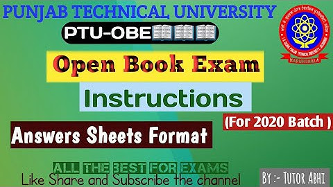 🔴PTU-OBE  Exam Instructions | 2020 Batch | Examination May-2021| Answer Sheets Format | Tutor Abhi