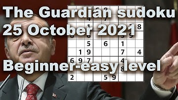 Sudoku solution The Guardian 25 October 2021 Beginner easy level