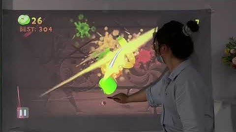 Play game fruit Ninja On Big Screen--WEJOY Y2 Interactive Touch Projector