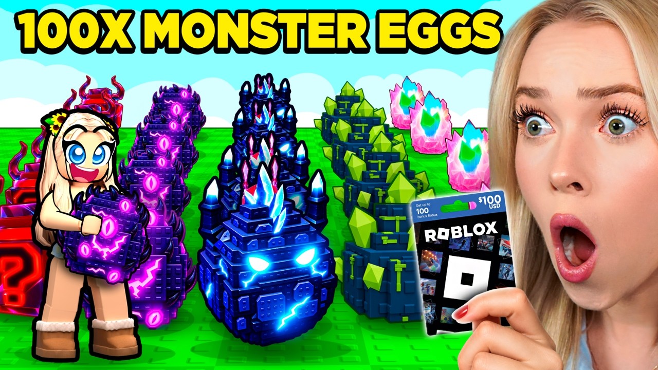 OPENING 100 NEW MONSTER EGGS for 1% MECHA in Steal an Egg!
