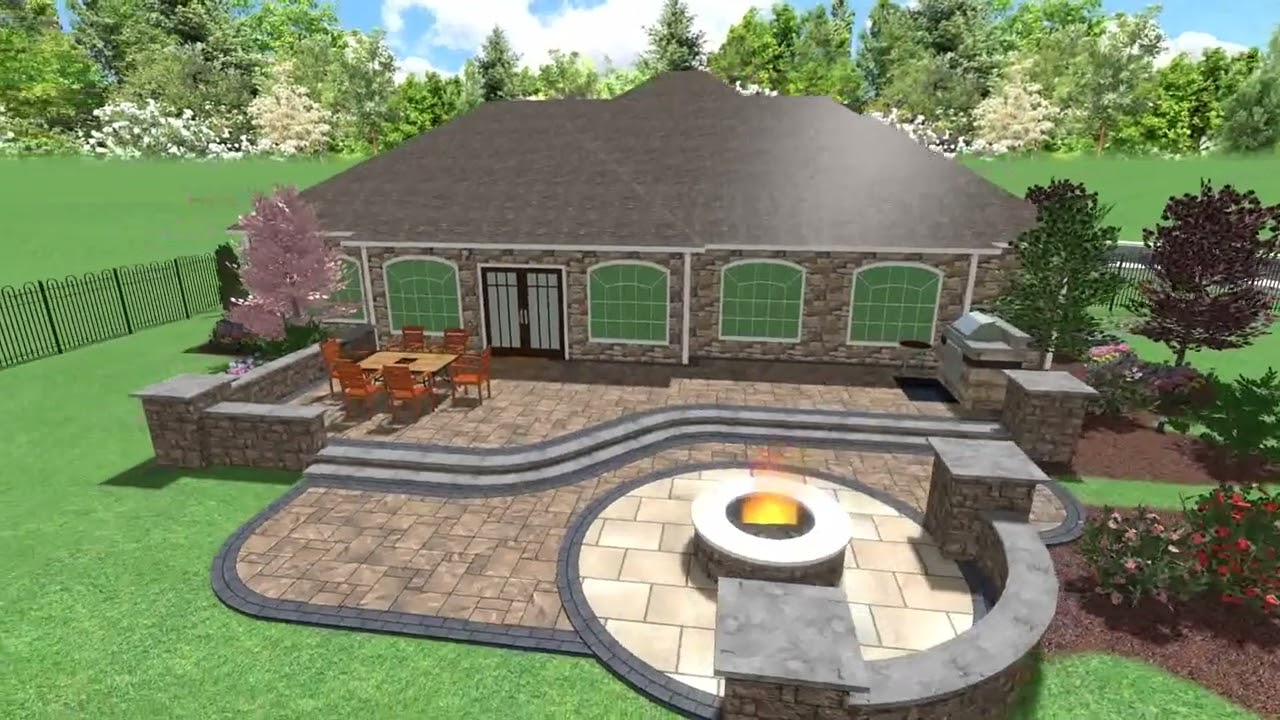 Paver Patio Backyard Design in Realtime Landscaping Pro 2018