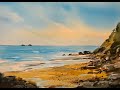 Watercolour tutorial Sennen Beach Cornwall, loose watercolor hake seascape landscape painting