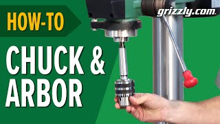 Kent and Shaun show you how to install a drill press chuck and an arbor in another one of Grizzly Industrial