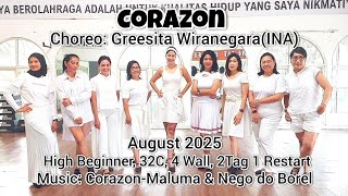 Corazon Line Dance Choreo Greesita Wiranegara inahigh Beginner August 25