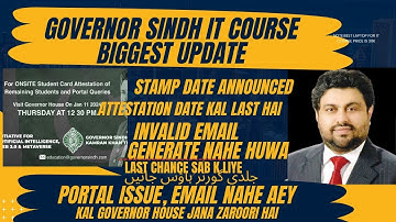 GOVERNOR SINDH IT COURSE KAL JANA HAI