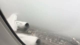 Lufthansa Boeing 747-8I Upper Deck Take Off In Super Stormy Miami