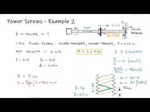Power Screws - Power Required to Raise the Load - Example 2