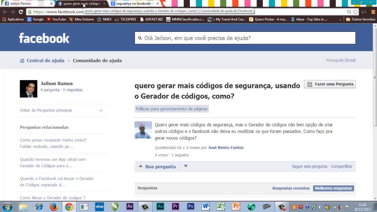 Como gerar novos códigos de segurança para o facebook - YouTube