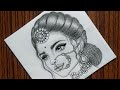 How to draw a beautiful traditional bride very easy  girl drawing  face drawing  pencil sketch