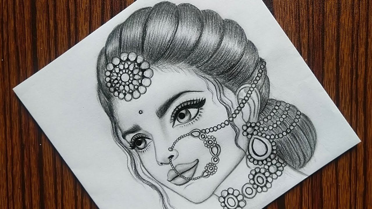How to draw a Traditional Girl with Dandiya Dance | Indian Girl drawing |  girl drawing - YouTube