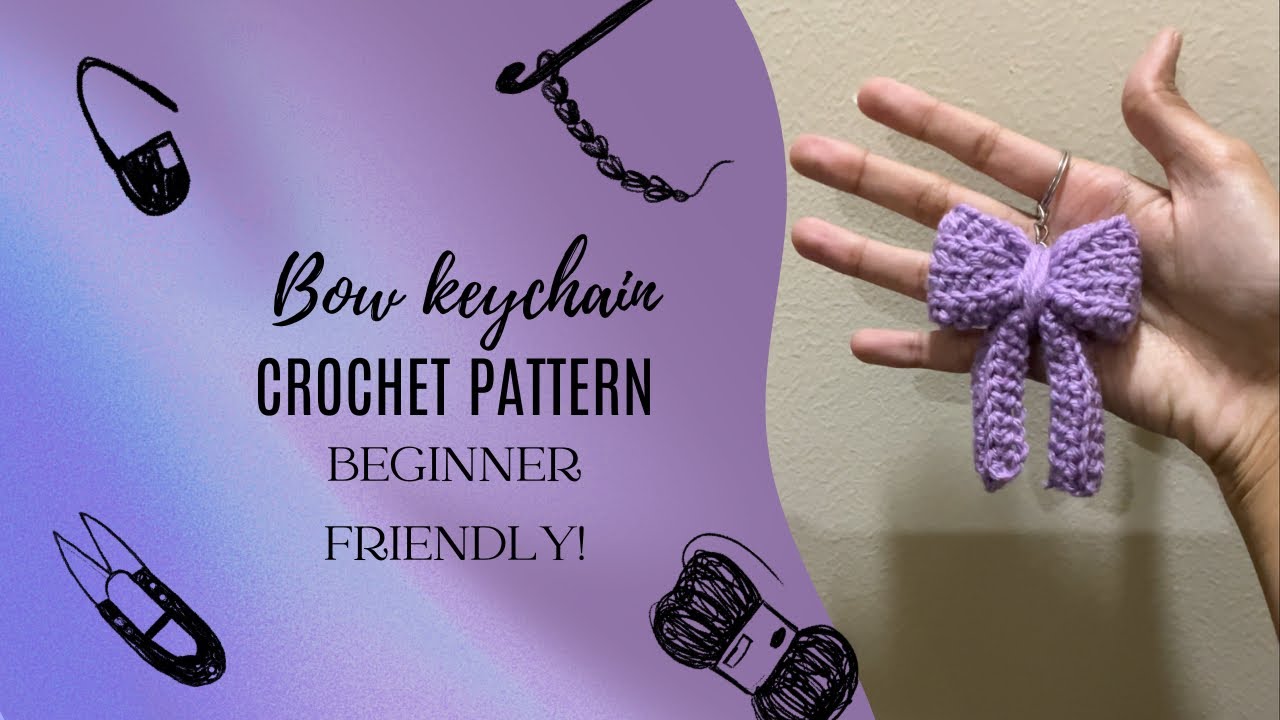 How to crochet bow keychain 🎀l beginner friendly tutorial💕 | easy to follow✨️ l cute bow charm🎀