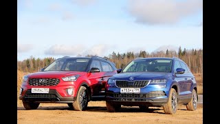 Наконец Skoda Karoq 4х4 против Hyundai Creta: тест драйв в карьере