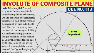 HOW TO DRAW INVOLUTE OF COMPOSITE PLANE IN ENGINEERING DRAWING AND GRAPHICS (Q.NO.13)