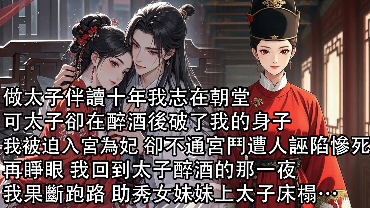 【一口氣看完】做太子伴讀十年我志在朝堂，可太子卻在醉酒後破了我的身子，我被迫入宮為妃 卻不通宮鬥遭人誣陷慘死，再睜眼 我回到太子醉酒的那一夜，我果斷跑路 助秀女妹妹上太子床榻…