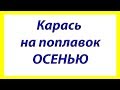 КАРАСЬ НА ПОПЛАВОК В СЕНТЯБРЕ РЫБАЛКА