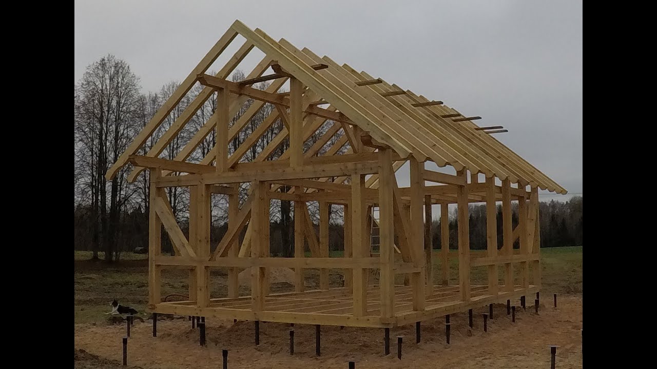 Timber frame house raising (Northmen Guild Course build house) final ...