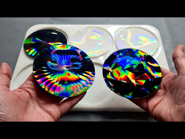 DIY Laser Holographic Round Square Rectangle Shape Coaster Base Silicone  Mold Resin Molds Epoxy UV Resin