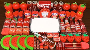 Series RED COCA COLA Slime ! Mixing Random Things into GLOSSY Slime! Satisfying Slime Videos #525