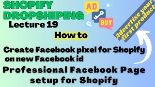 How to Set Up Facebook page and Pixel for Shopify on new Facebook id | Shopify Dropshiping